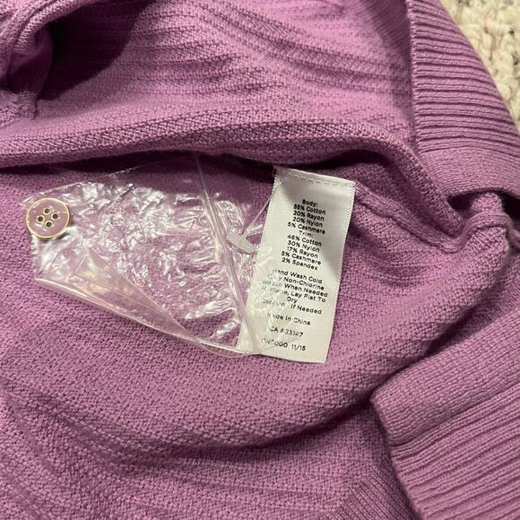 Talbots Cardigan Sweater Sz 3X Petite Button Front V Neck Lavender Purple Casual - Picture 6 of 7